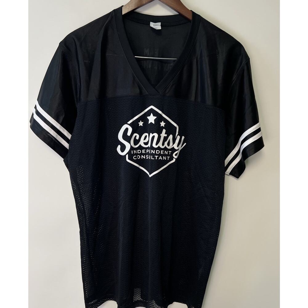 New Scentsy Independent Consultant Shirt‎ Football Jersey Medium Retro Black